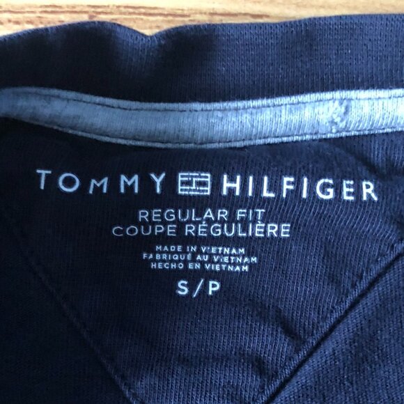 TOMMY HILFIGER (Size S) Golden Embroidered Logo Navy Shirt - Picture 4 of 5
